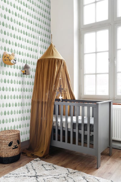 ESTAhome Tapete Skelettblätter Dschungelgrün und Weiß - 53 cm x 10.05 m - 128847