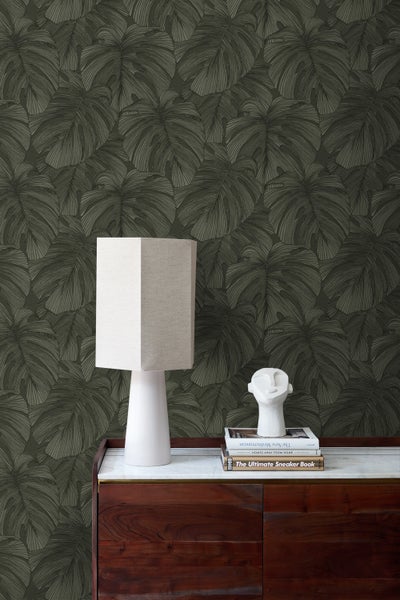 Origin Wallcoverings Tapete 3D Muster Blätter Dunkelgrün - 50 x 900 cm - 347920