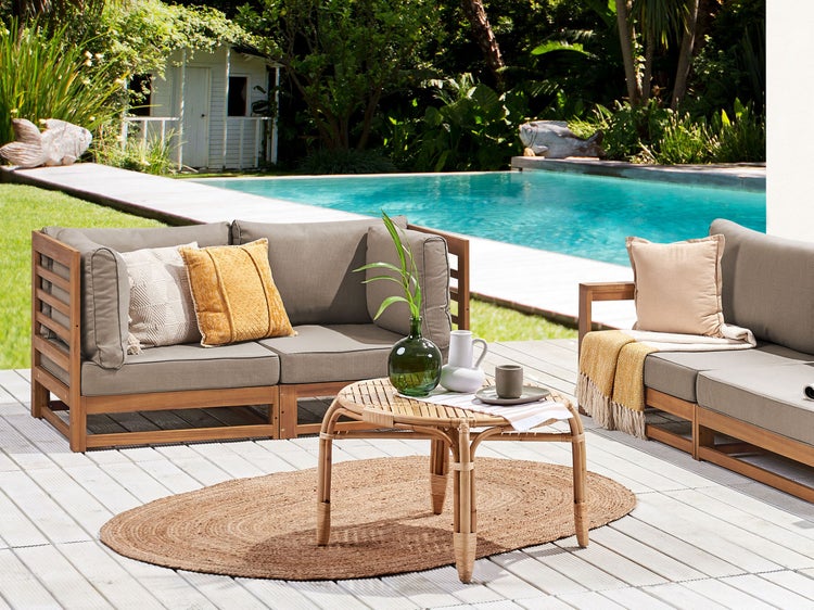 Gartensofa 2-Sitzer TRANI modular zertifiziertes Akazienholz Hellbraun