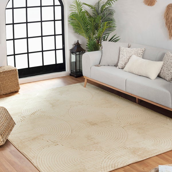 Moderner Skandinavischer Teppich für Innen-/Außenbereich Beige 160x220 cm REYKO
