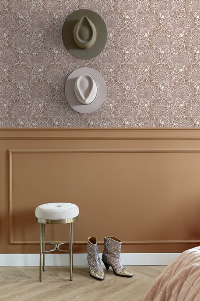 ESTAhome Tapete Blumenmuster Taupe - 50 x 900 cm - 131087