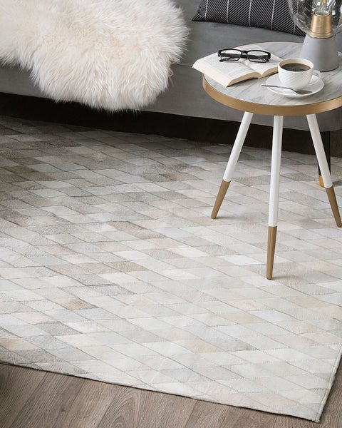 Teppich MALDAN Beige 160 x 230 cm Echtleder