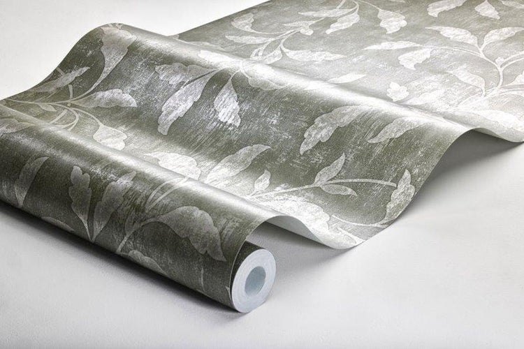 Borastapeter Tapete Blätter Graugrün - 53 cm x 10.05 m - 660276