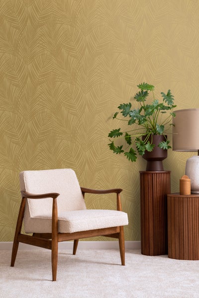 Origin Wallcoverings Tapete Palmblätter Ockergelb - 53 cm x 10.05 m - 347807