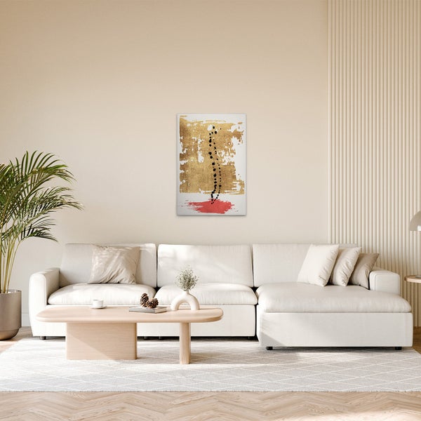 Gemälde mit abstraktem Muster über einem Sofa