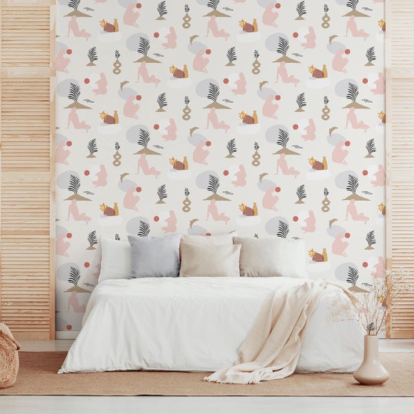 Walls4You Tapete menschlichen Silhouetten Crème-Beige - 53 cm x 10 m - 640350