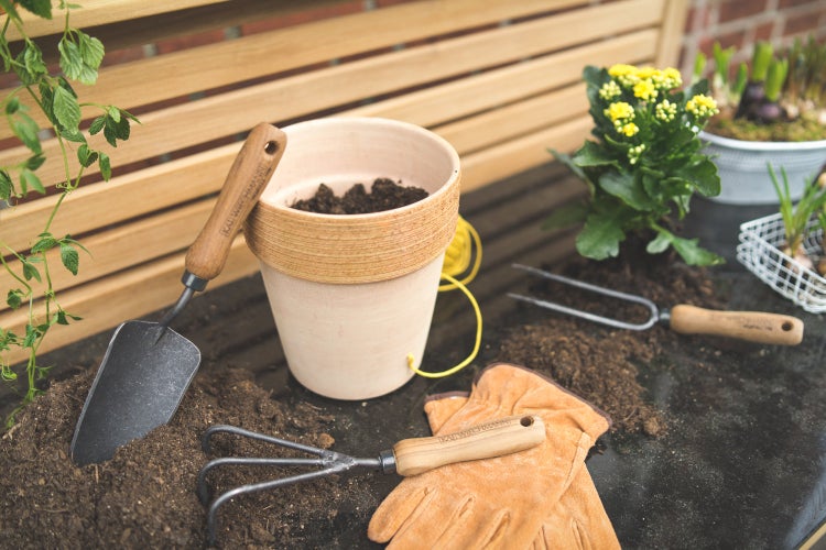 Teak Gartenwerkzeug Set Venedig 3-tlg. geschmiedet Teak Griff premium
