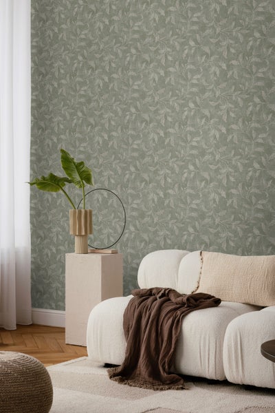 Borastapeter Tapete Blätter Graugrün - 53 cm x 10.05 m - 660276