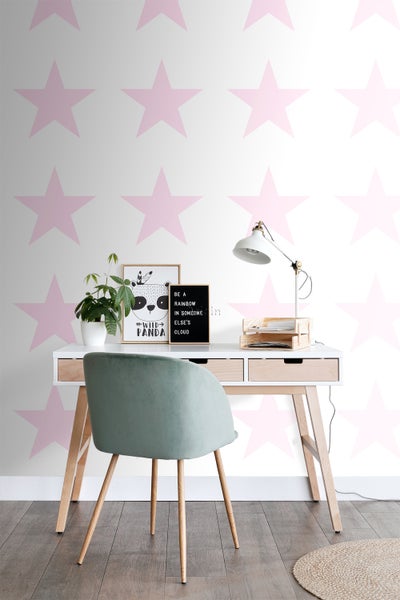 Origin Wallcoverings Tapete großer Stern Puderrosa und Weiß - 53 cm x 10.05 m - 347505