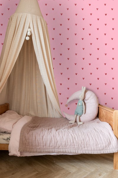 ESTAhome Tapete Herzchen Rosa und Rot - 50 x 900 cm - 131631