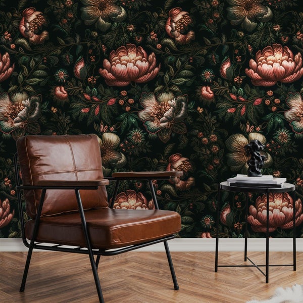 Fototapete Blumen Stick­muster 200 x 300 cm