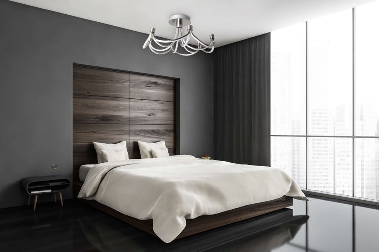 LED Deckenleuchte FESTOS Ø 60cm, Metall nickelmatt und Kunststoff, fest verbaute LEDs, Beleuchtung für Wohnzimmer, Esszimmer, Büro oder Diele