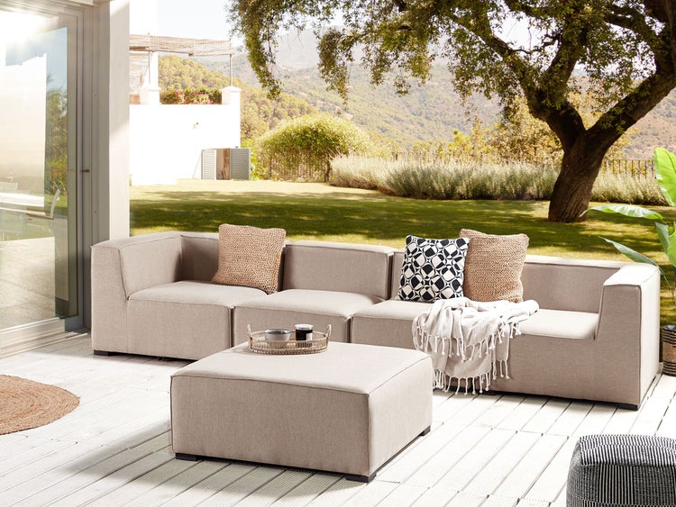 Gartensofa mit Ottomane 4-Sitzer AREZZO modular Beige