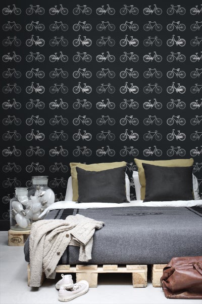 ESTAhome Tapete Fahrräder Schwarz und Weiß - 53 cm x 10.05 m - 128503