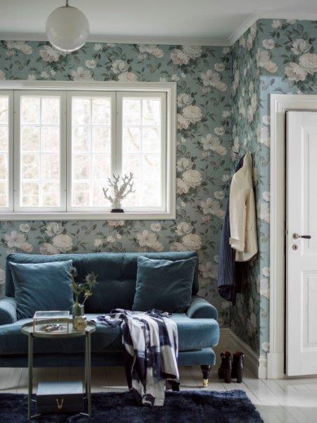 Borastapeter Tapete Blumen Blau - 53 cm x 10.05 m - 660428