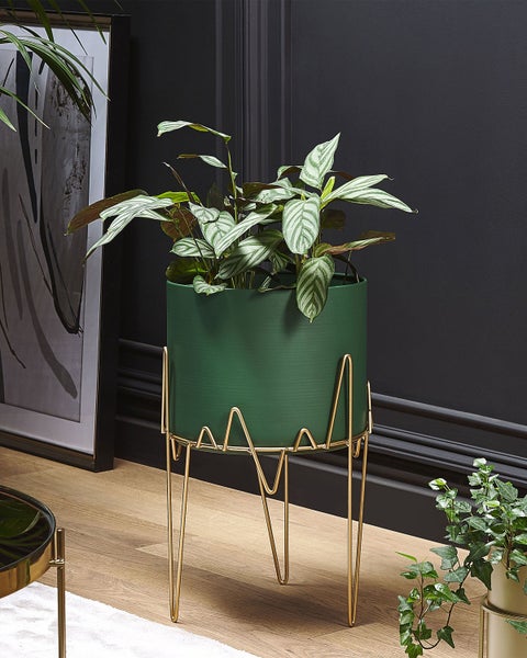 Blumentopf mit Beinen KALANDRA Metall 28 cm Dunkelgrün