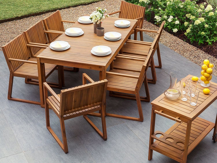 Gartenmöbel Set mit Servierwagen 6-Sitzer SASSARI Akazienholz Braun