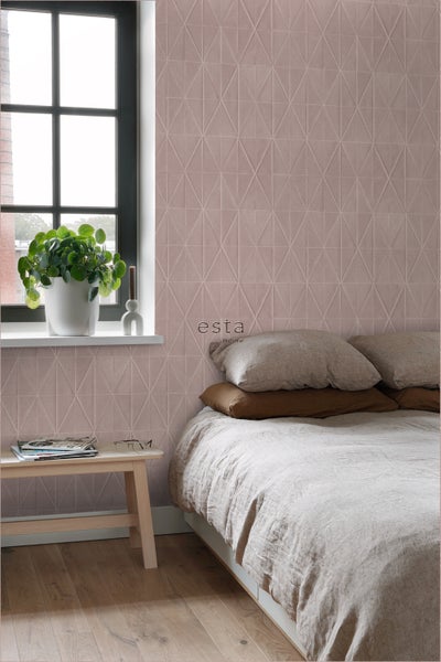 ESTAhome Tapete Origami-Muster Altrosa - 53 cm x 10.05 m - 148709