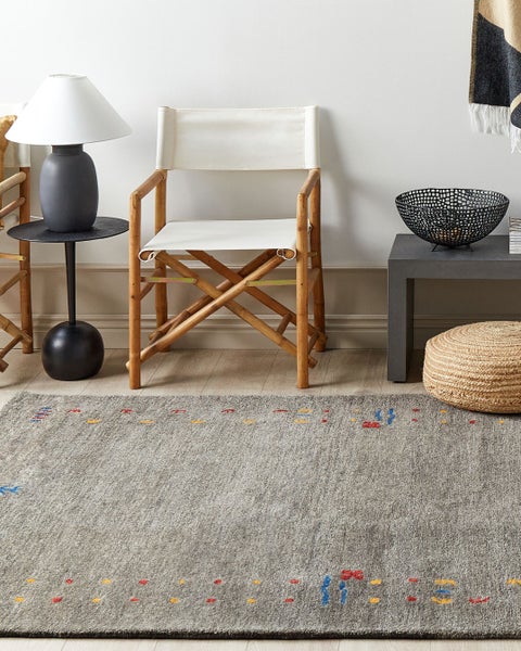 Teppich SEYMEN Grau 160 x 230 cm Wolle Gabbeh