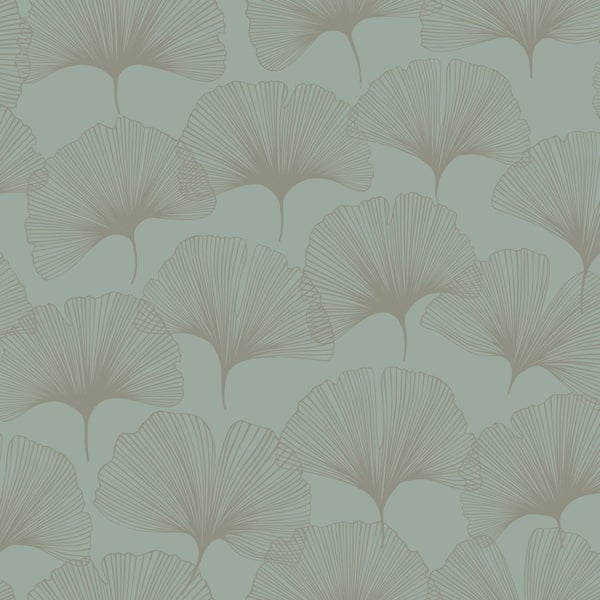 Origin Wallcoverings Tapete Ginkgoblätter Salbeigrün - 53 cm x 10.05 m - 347733