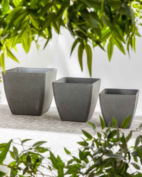 Set mit 2 Blumentöpfen ZELI Stein 34 cm Dunkelgrau