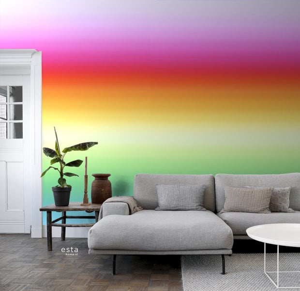 ESTAhome Fototapete Regenbogen-Muster Rosa, Rot und Orange - 100 x 279 cm - 156506