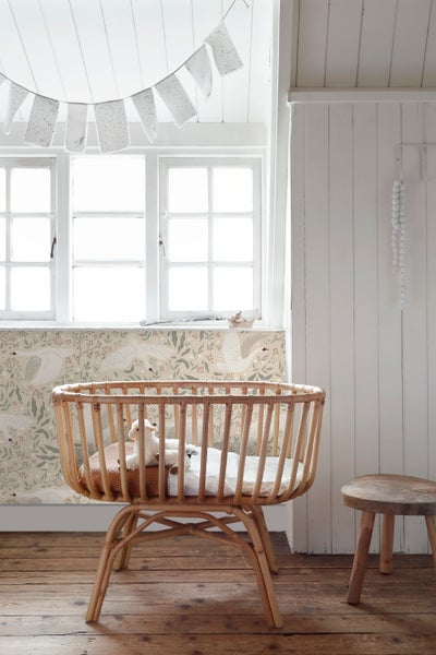 ESTAhome Tapete Schwäne Beige, Weiß und Graugrün - 53 cm x 10.05 m - 139797