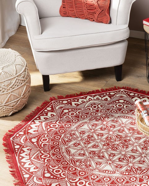 Teppich MEZITILI Rot ø 120 cm Baumwolle