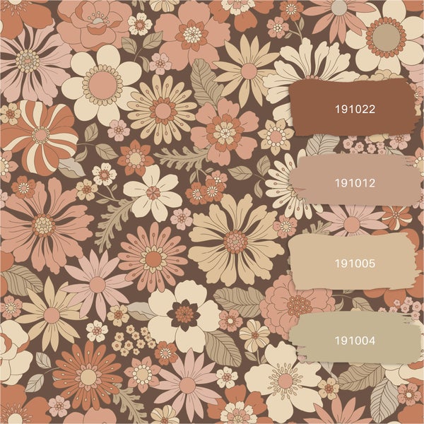 ESTAhome Tapete Retro Blumen Altrosa und Beige - 53 cm x 10.05 m - 130966