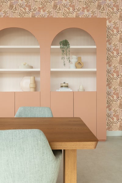 ESTAhome Tapete Blätter Beige, Terrakottarosa und Violett - 50 x 900 cm - 139679