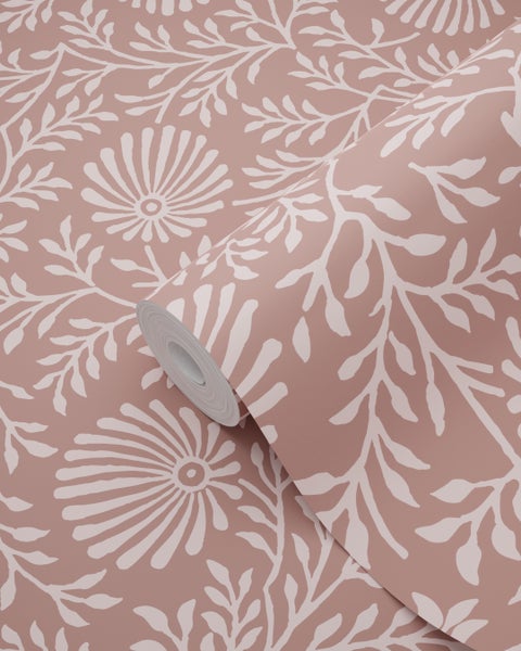 ESTAhome Tapete Blumenmuster mauve-violett - 50 x 900 cm - 131516