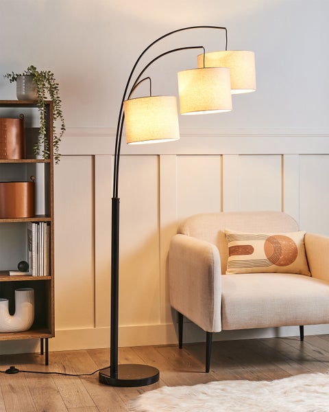 Stehlampe CARONI Leinen Beige