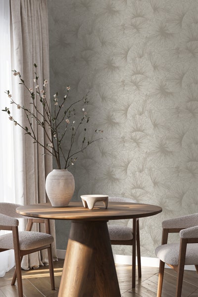 Origin Wallcoverings Tapete 3D Muster Blätter Taupe - 53 cm x 10.05 m - 348007