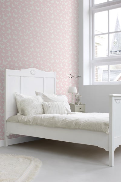 Origin Wallcoverings Tapete Schmetterlinge Rosa und Weiß - 53 cm x 10.05 m - 347691