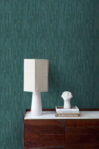 Origin Wallcoverings Tapete 3D Holzoptik Petrolblau - 50 x 900 cm - 347871