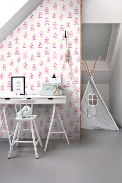 ESTAhome Tapete Vogelkäfige Rosa - 53 cm x 10.05 m - 137338
