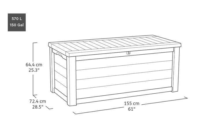Keter Brushwood Aufbewahrungsbox 570L 155x72,4x64,4cm HORNBACH