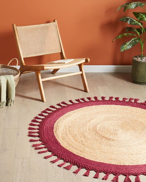 Teppich MARTS Dunkelrot ø 140 cm Jute