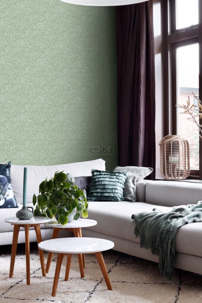 ESTAhome Tapete Blumenmuster Mintgrün - 53 cm x 10.05 m - 139428