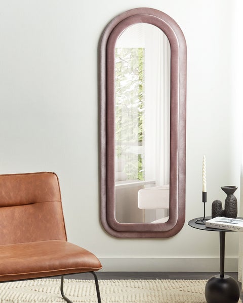 Wandspiegel CULAN 60 cm 160 cm Samtstoff Rosa