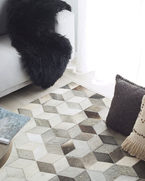 Teppich SASON Beige 160 x 230 cm Echtleder