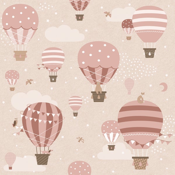ESTAhome Tapete Luftballons Rosa - 50 x 900 cm - 131347
