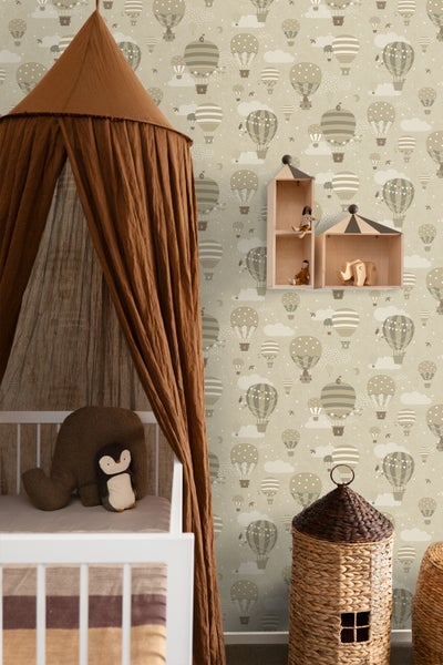 ESTAhome Tapete Luftballons Olivgrün - 50 x 900 cm - 131343