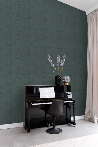 Origin Wallcoverings Tapete Querschnitte von Baumstämmen Smaragdgrün - 53 cm x 10.05 m - 347549