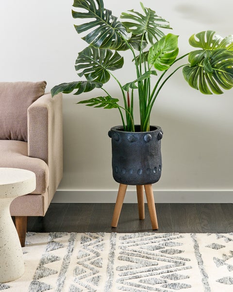 Blumentopf mit Beinen BRUNNERA Keramik 24 cm Graphitgrau