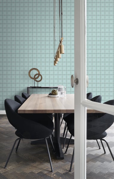 Origin Wallcoverings Tapete Karomuster Seladongrün - 53 cm x 10,05 m - 347469