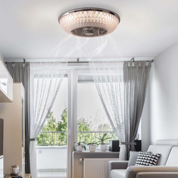 LED Deckenleuchte VIENTO mit Ventilator,  aus Metall und Kunststoff, mit integrierten LEDs, Beleuchtung für Wohnräume oder Büro