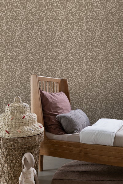 ESTAhome Tapete Blumen Taupe - 50 x 900 cm - 139882