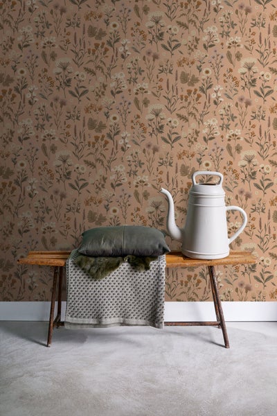 Sanders und Sanders Tapete Feldblumen Terrakottarosa - 50 x 900 cm - 935376