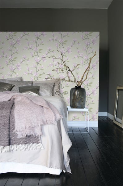 Origin Wallcoverings Tapete Magnolie Meeresgrün und Violett - 53 cm x 10.05 m - 347051